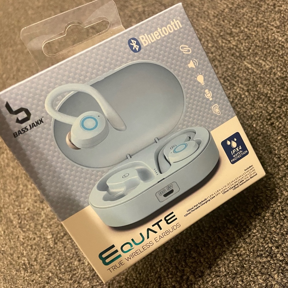 Bass Jaxx Motion Ergonomic Sport Bluetooth Earbuds With Mic - Blue